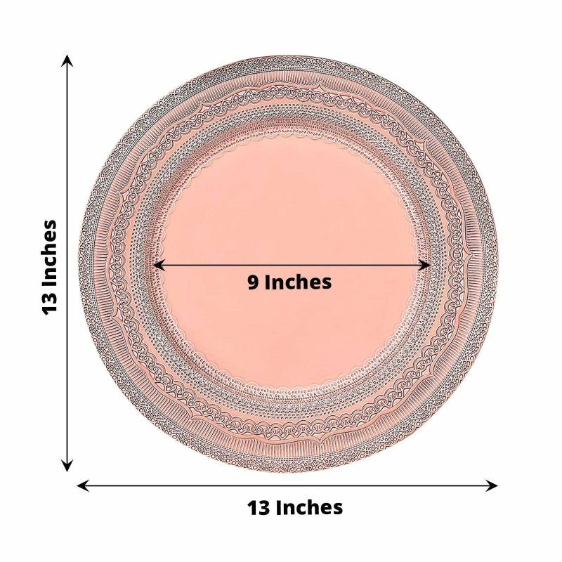 6 Pack Rose Gold Rustic Lace Embossed Acrylic Plastic Charger Plates 13″  |   Acrylic Charger Plates Acrylic Charger Plates Acrylic Charger Plates