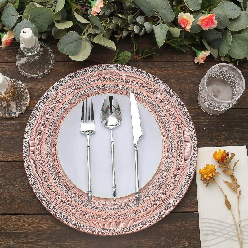 6 Pack Rose Gold Rustic Lace Embossed Acrylic Plastic Charger Plates 13″  |   Acrylic Charger Plates Acrylic Charger Plates Acrylic Charger Plates