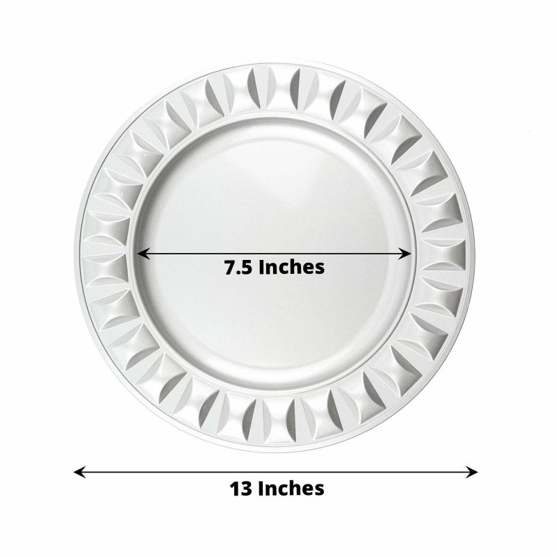 6 Pack Silver Round Bejeweled Rim Plastic Dinner Serving Trays, Disposable Charger Plates 13″  |   Acrylic Charger Plates Acrylic Charger Plates Acrylic Charger Plates