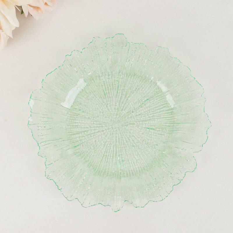 6 Pack Transparent Green Round Reef Acrylic Plastic Charger Plates, Dinner Charger Plates 13″  |   Acrylic Charger Plates Acrylic Charger Plates Acrylic Charger Plates