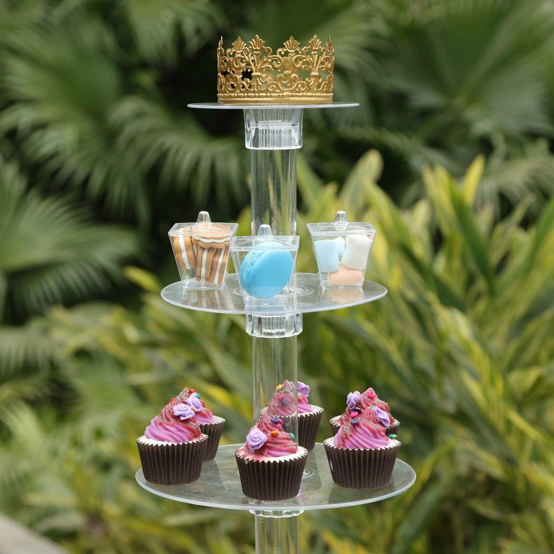 6-Tier Clear Acrylic Cupcake Tower Stand, Dessert Holder Display 33″  |   Servingwares Disposable Plates 6 Tier 16 Inches