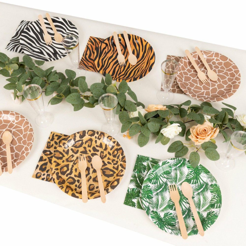 60 Pcs Animal Safari Print Disposable Dinnerware Set, Jungle Theme Paper Plates and Napkins Party Supplies – Serves 30  |   Eco-Friendly & Paper Plates Disposable Plates Eco-Friendly & Paper Plates