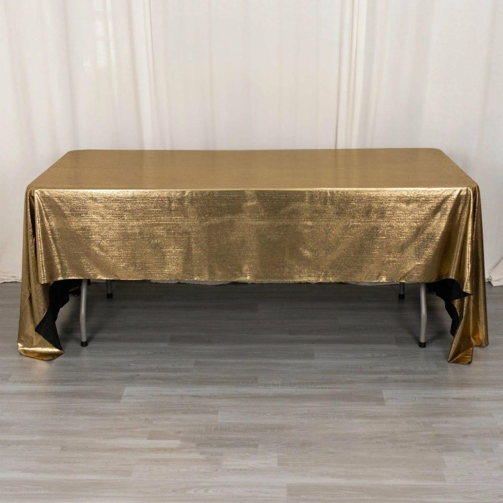 Antique Gold Shimmer Sequin Dots Polyester Tablecloth, Wrinkle Free Sparkle Glitter Tablecover 60″x126″  |   Sparkly Shimmer Sparkly Shimmer Antique Gold