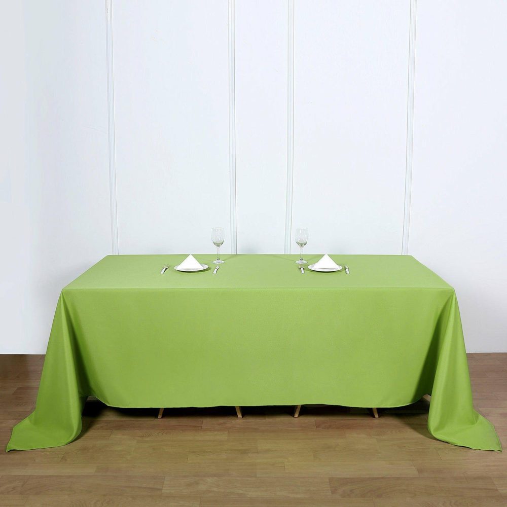 Apple Green Seamless Polyester Rectangular Tablecloth 90″x132″ for 6 Foot Table With Floor-Length Drop  |   Polyester Polyester Apple green