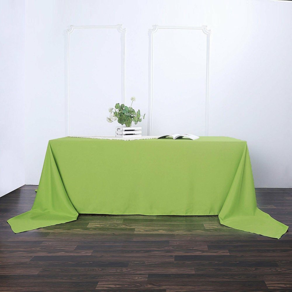 Apple Green Seamless Polyester Rectangular Tablecloth 90″x156″ for 8 Foot Table With Floor-Length Drop  |   Polyester Polyester Apple green