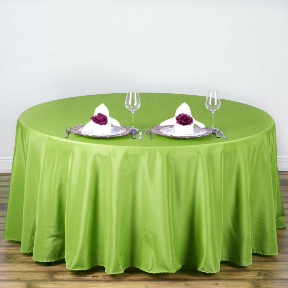 Apple Green Seamless Polyester Round Tablecloth 108″  |   Polyester Polyester Apple green