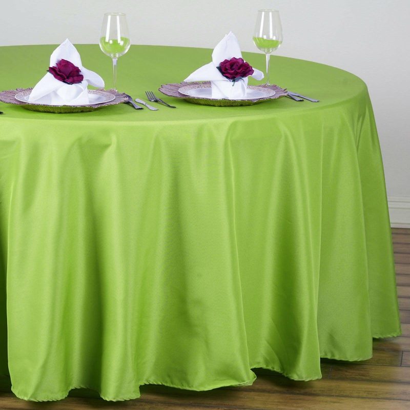 Apple Green Seamless Polyester Round Tablecloth 108″  |   Polyester Polyester Apple green