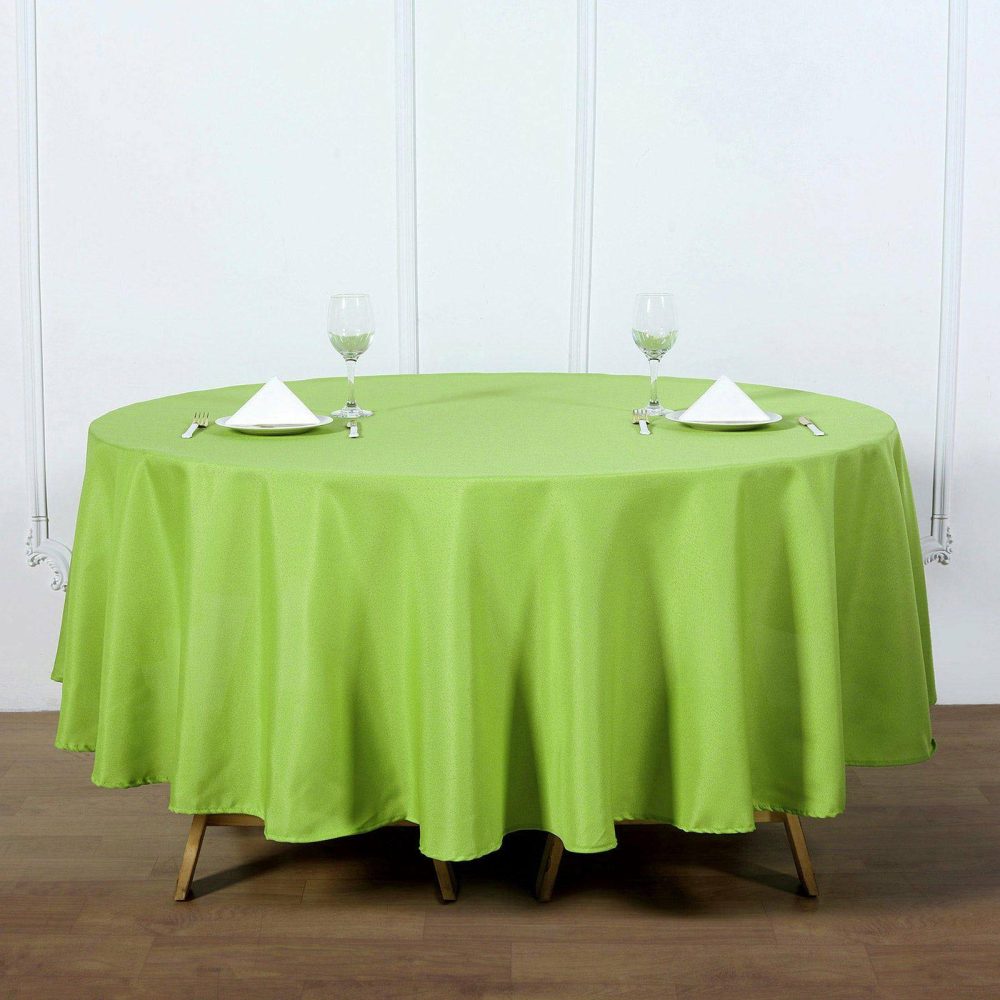 Apple Green Seamless Polyester Round Tablecloth 90″  |   Polyester Polyester Apple green