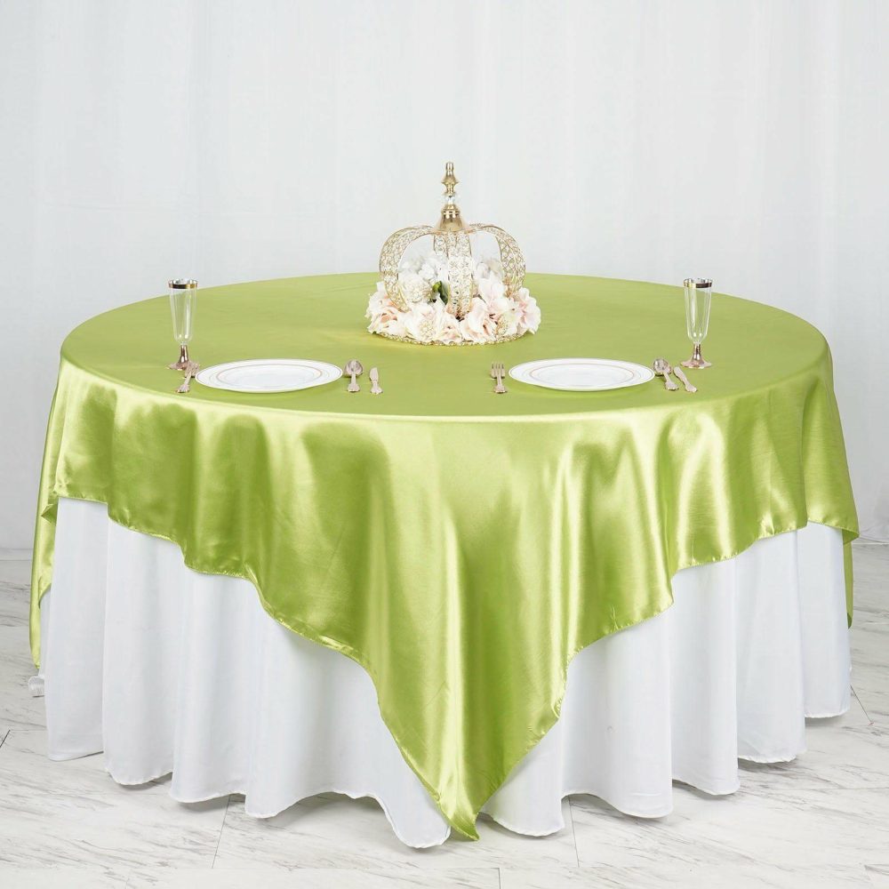 Apple Green Seamless Satin Square Table Overlay 90″x90″  |   Satin & Taffeta Satin & Taffeta Apple green