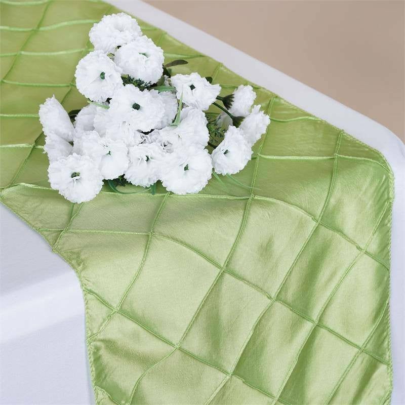 Apple Green Taffeta Pintuck Table Runner 12″x108″  |   Satin & Taffeta Satin & Taffeta Apple green