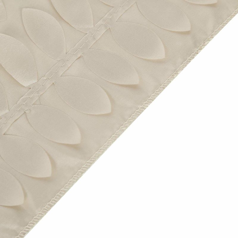 Beige 3D Leaf Petal Taffeta Fabric Table Runner 12″x108″  |   Stylish Stylish Beige