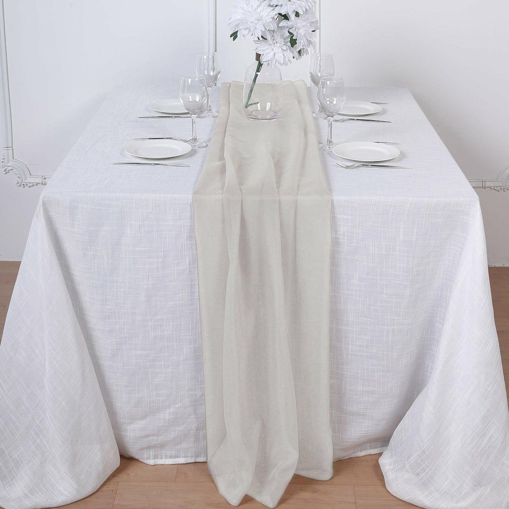 Beige Premium Chiffon Table Runner 6ft  |   Organza & Chiffon Organza & Chiffon Beige