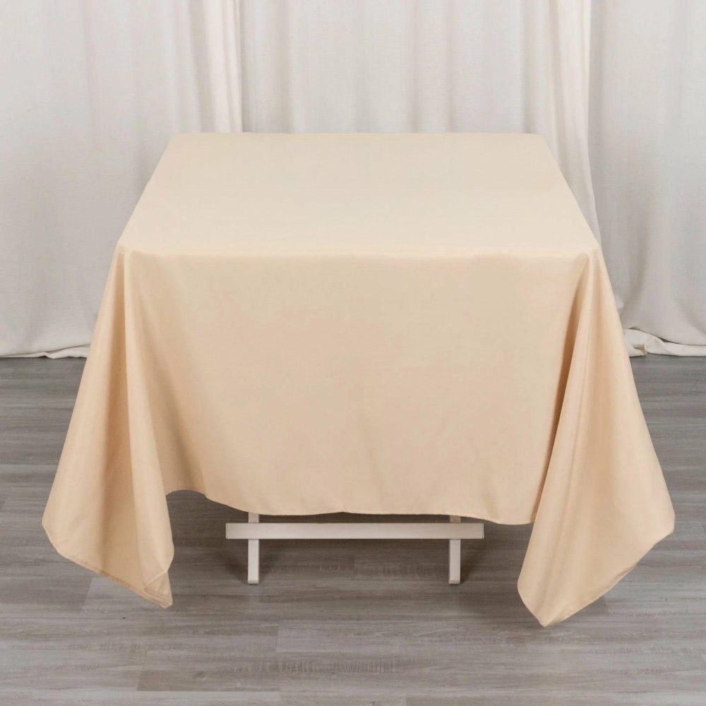 Beige Premium Seamless Polyester Square Tablecloth 220GSM 70″x70″  |   Polyester Polyester Beige