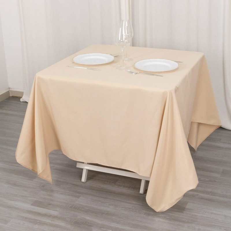 Beige Premium Seamless Polyester Square Tablecloth 220GSM 70″x70″  |   Polyester Polyester Beige