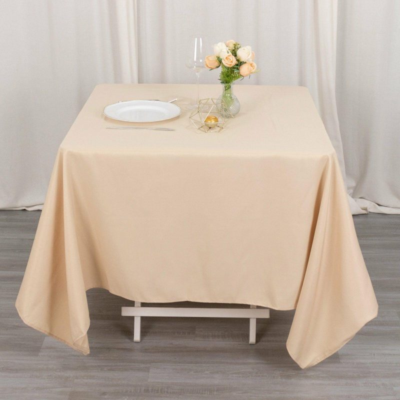 Beige Premium Seamless Polyester Square Tablecloth 220GSM 70″x70″  |   Polyester Polyester Beige