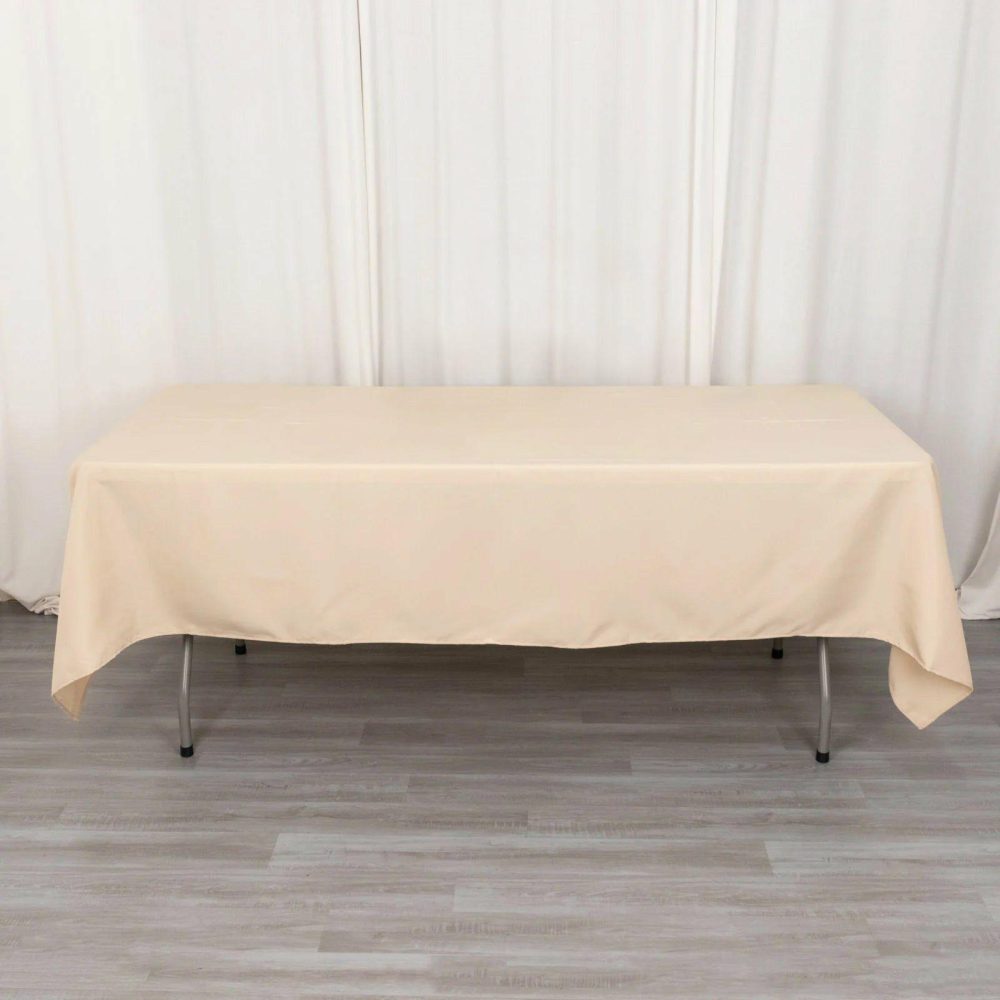 Beige Seamless Premium Polyester Rectangular Tablecloth 220GSM 60″x102″  |   Polyester Polyester Beige