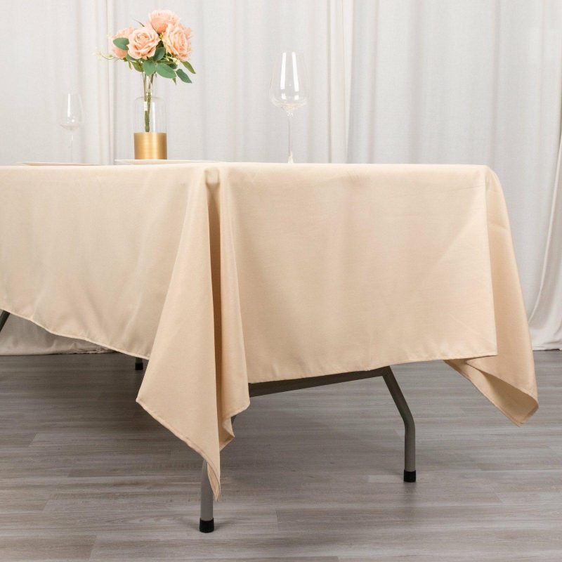 Beige Seamless Premium Polyester Rectangular Tablecloth 220GSM 60″x102″  |   Polyester Polyester Beige