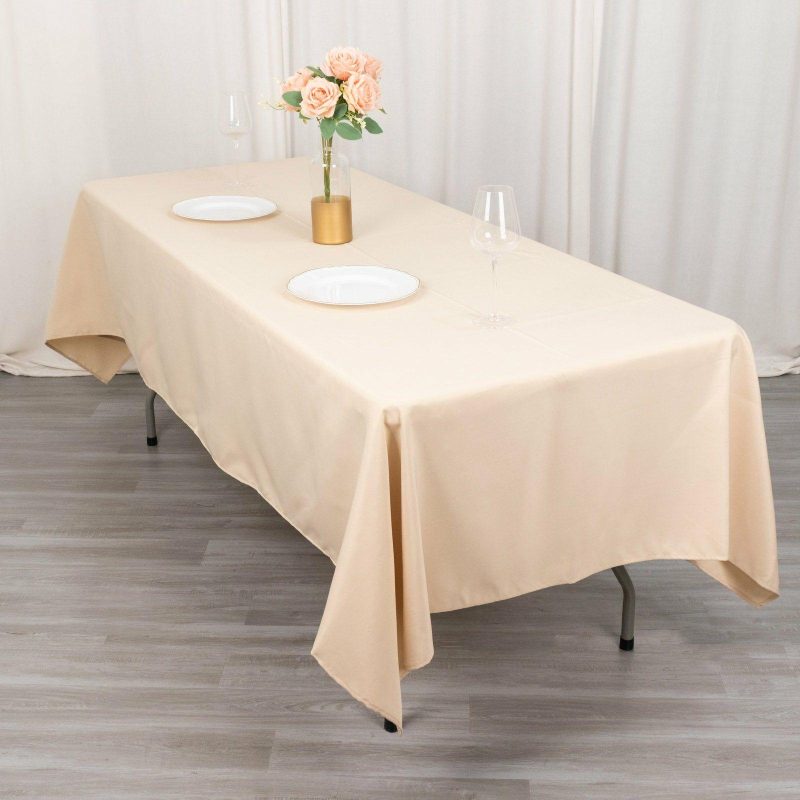 Beige Seamless Premium Polyester Rectangular Tablecloth 220GSM 60″x102″  |   Polyester Polyester Beige