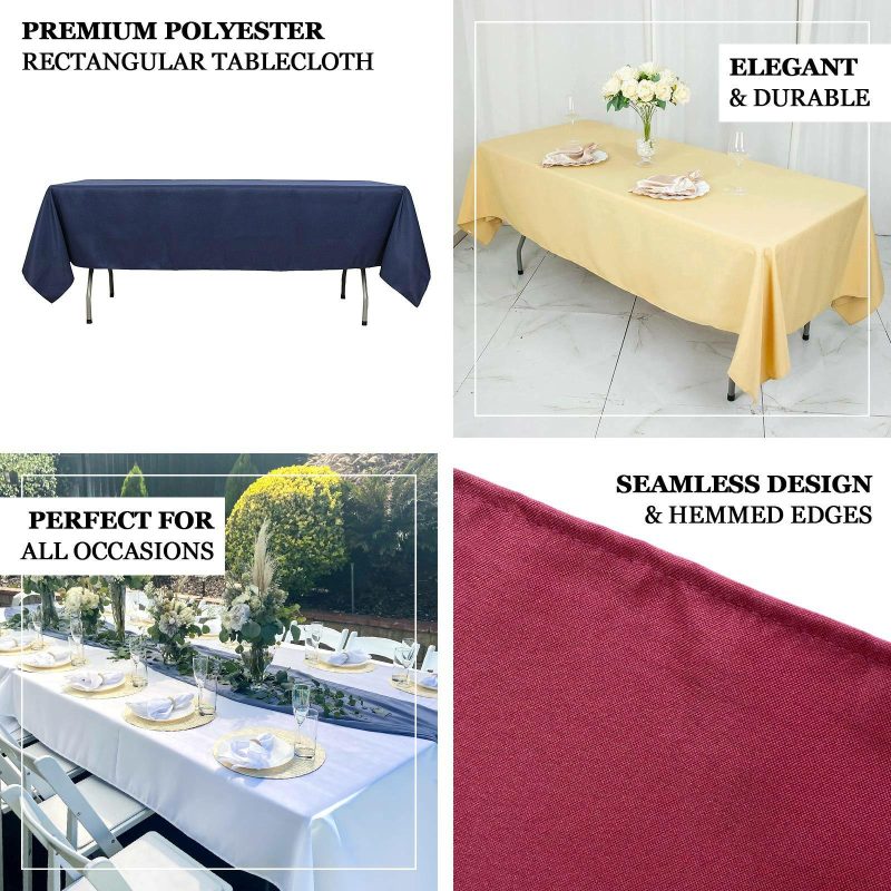 Beige Seamless Premium Polyester Rectangular Tablecloth 220GSM 60″x102″  |   Polyester Polyester Beige