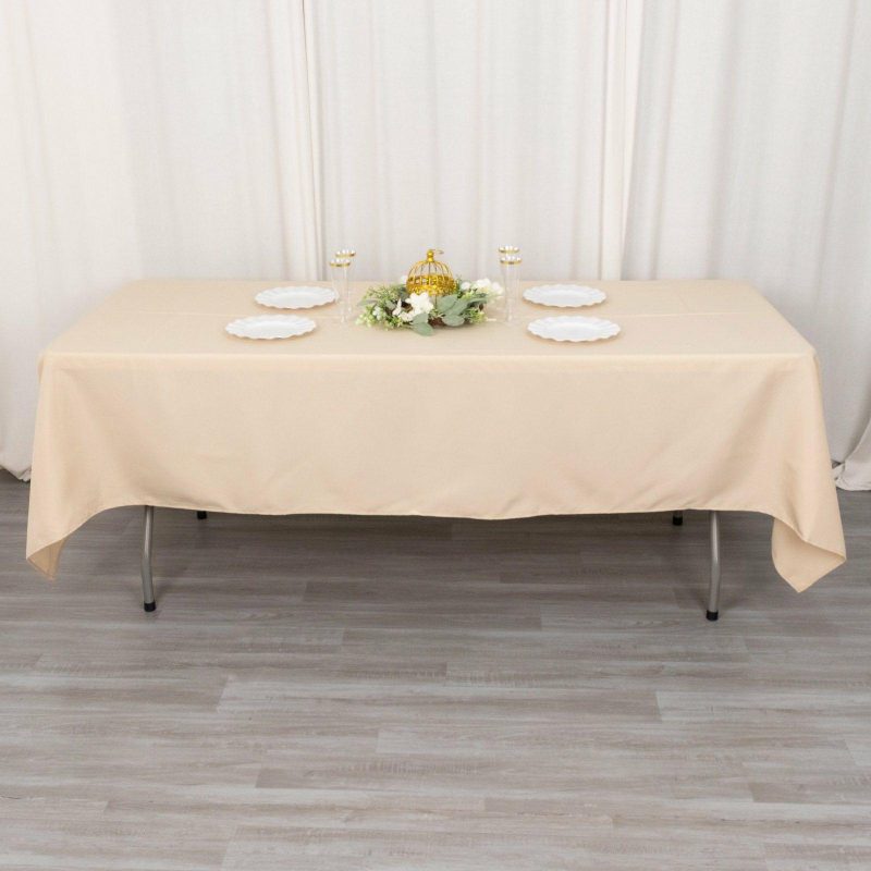 Beige Seamless Premium Polyester Rectangular Tablecloth 220GSM 60″x102″  |   Polyester Polyester Beige