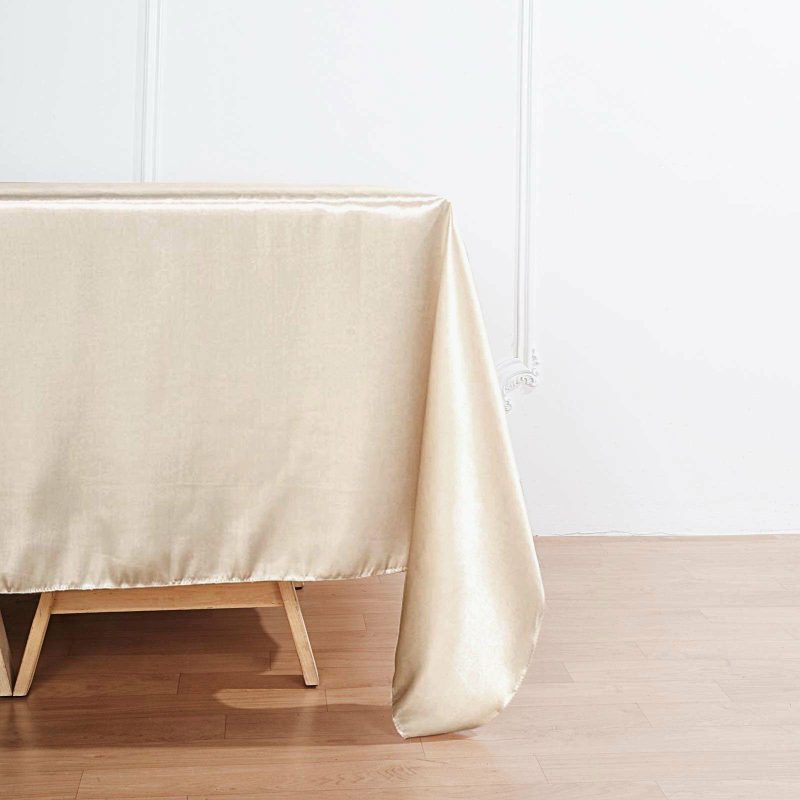 Beige Seamless Satin Square Table Overlay 90″x90″  |   Satin & Taffeta Satin & Taffeta Beige