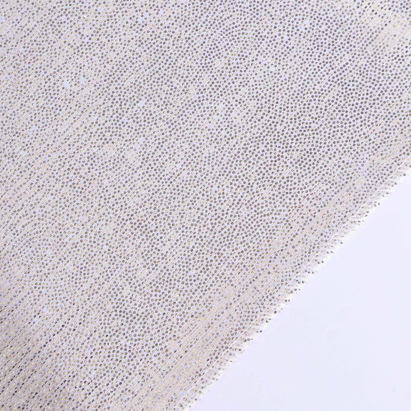 Beige Shimmer Sequin Dots Polyester Table Runner, Wrinkle Free Sparkle Glitter Table Runner 12″x108″  |   Stylish Stylish Beige