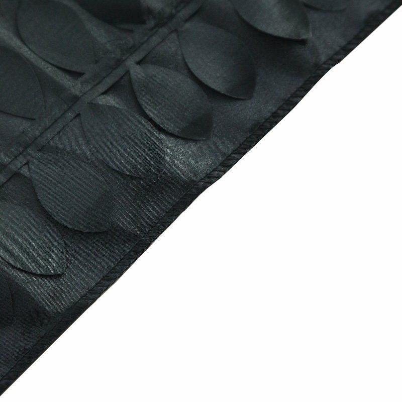 Black 3D Leaf Petal Taffeta Fabric Table Runner 12″x108″  |   Stylish Stylish Black