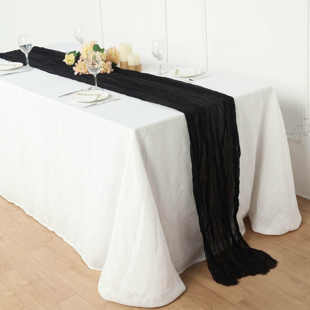 Black Gauze Cheesecloth Boho Table Runner 10ft  |   Gauze Cheesecloth Gauze Cheesecloth Black