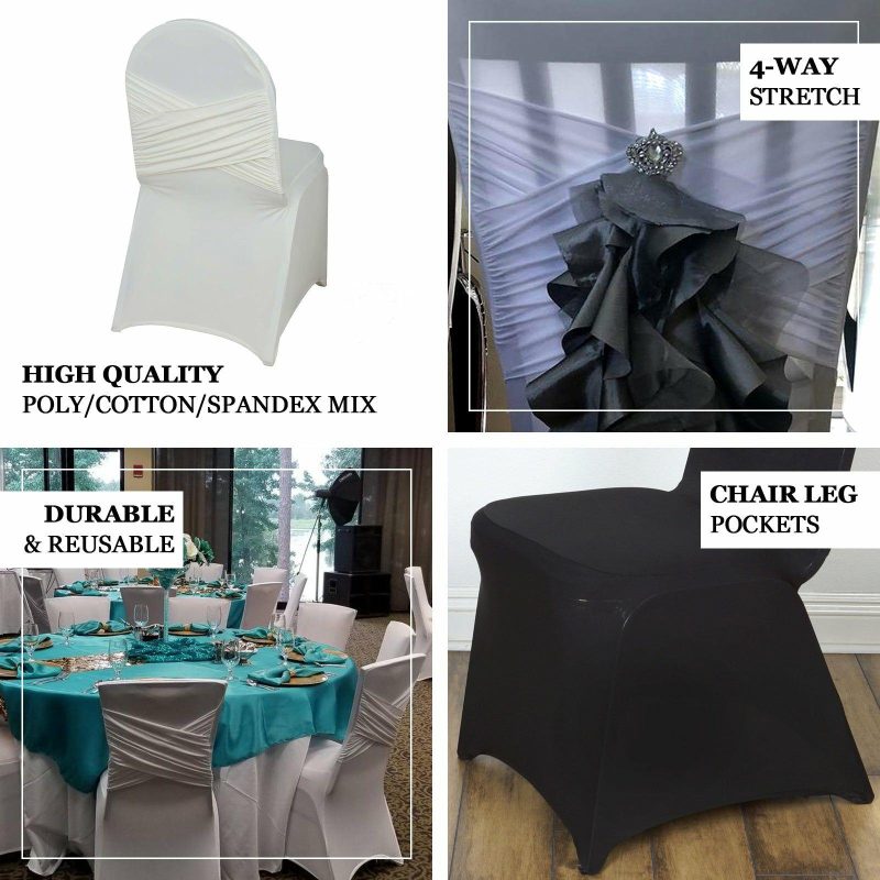 Black Madrid Spandex Fitted Banquet Chair Cover 180 GSM  |   Spandex Fitted Banquet Chair Covers Black