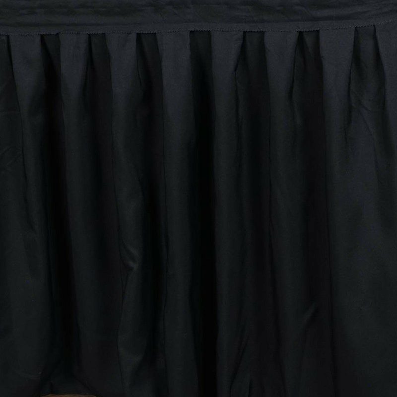 Black Pleated Polyester Table Skirt, Banquet Folding Table Skirt 14ft  |   Polyester Polyester Black