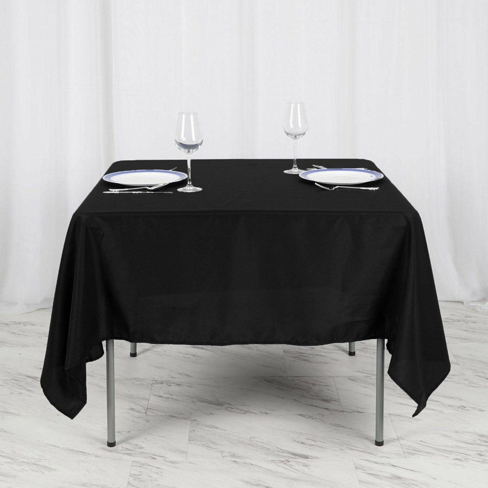 Black Polyester Square Tablecloth 70″x70″  |   Polyester Polyester Black