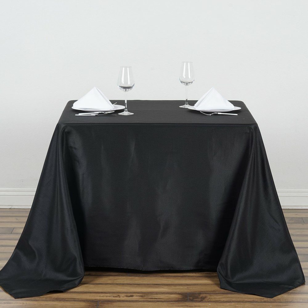 Black Polyester Square Tablecloth 90″x90″  |   Polyester Polyester Black