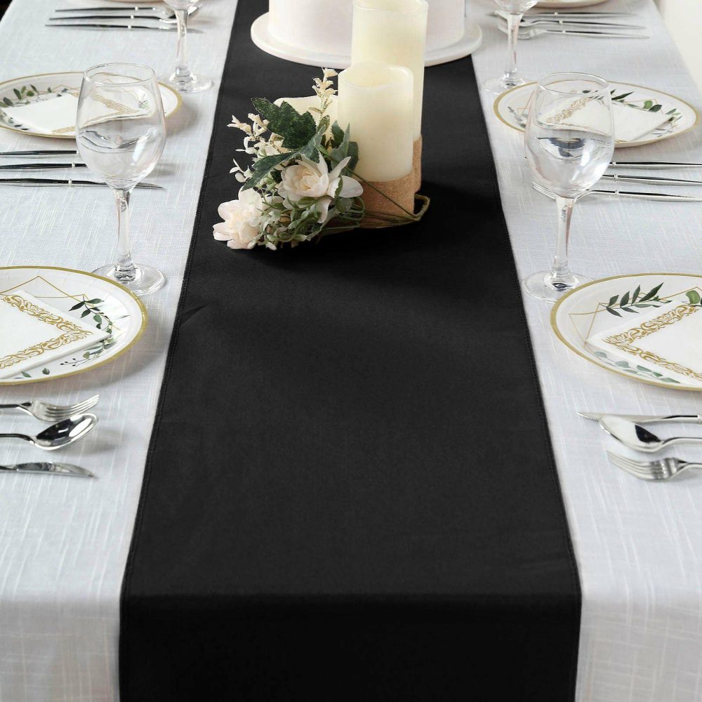 Black Polyester Table Runner 12″x108″  |   Polyester Polyester Black