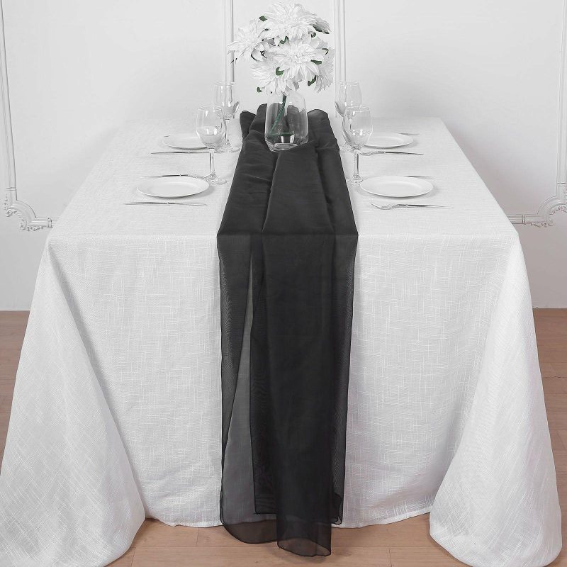 Black Premium Chiffon Table Runner 6ft  |   Organza & Chiffon Organza & Chiffon Black