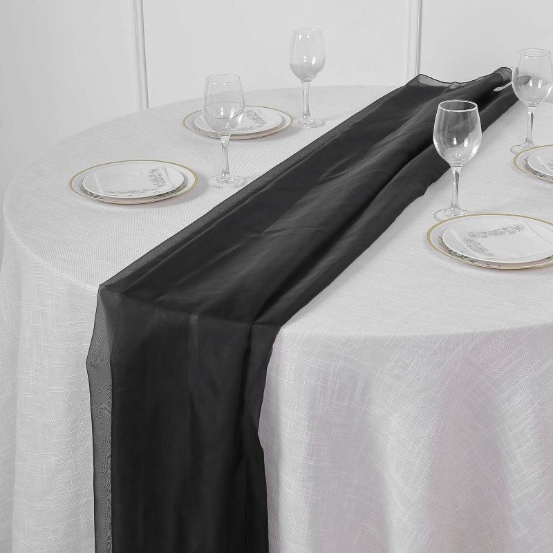 Black Premium Chiffon Table Runner 6ft  |   Organza & Chiffon Organza & Chiffon Black