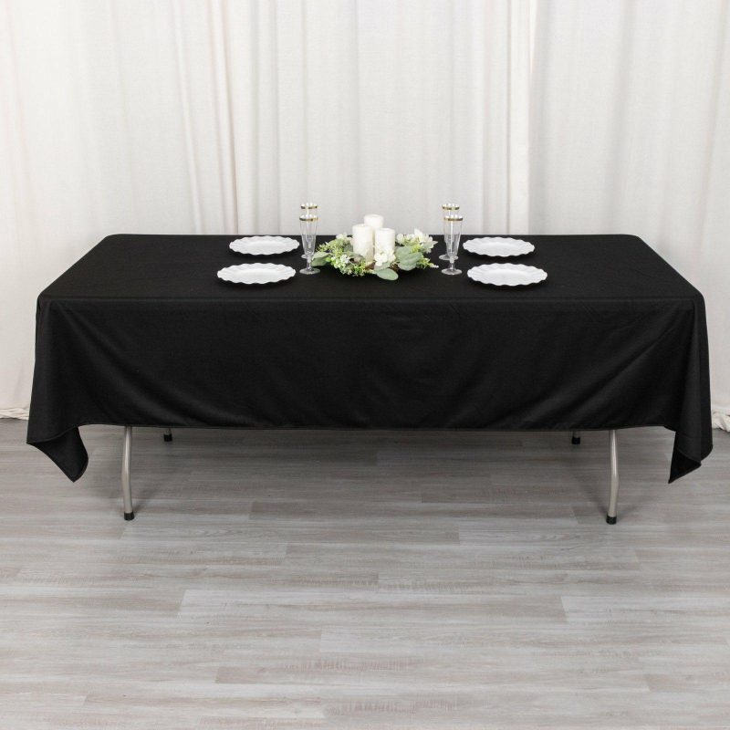 Black Premium Scuba Rectangular Tablecloth, Wrinkle Free Polyester Seamless Tablecloth 60″x102″  |   Polyester Polyester Black