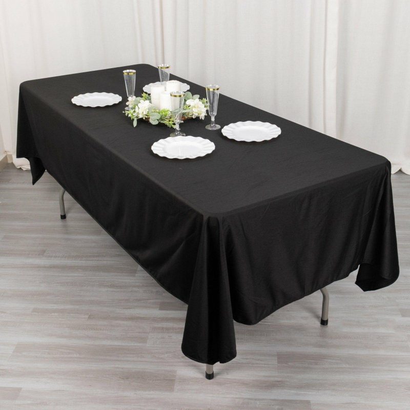 Black Premium Scuba Rectangular Tablecloth, Wrinkle Free Polyester Seamless Tablecloth 60″x102″  |   Polyester Polyester Black