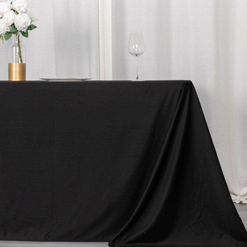 Black Premium Scuba Rectangular Tablecloth, Wrinkle Free Polyester Seamless Tablecloth 90″x132″ for 6 Foot Table With Floor-Length Drop  |   Polyester Polyester Black