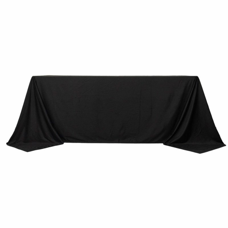 Black Premium Scuba Rectangular Tablecloth, Wrinkle Free Polyester Seamless Tablecloth 90″x132″ for 6 Foot Table With Floor-Length Drop  |   Polyester Polyester Black