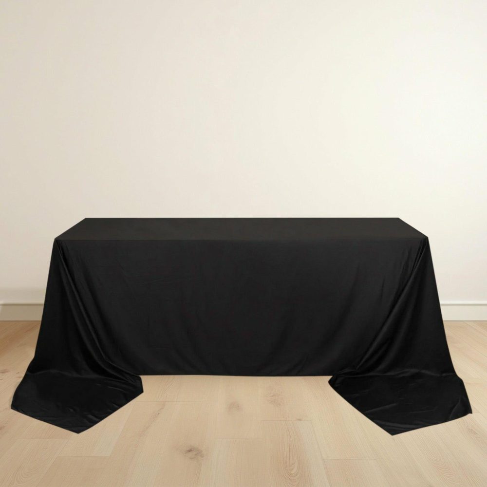 Black Premium Scuba Rectangular Tablecloth, Wrinkle Free Polyester Seamless Tablecloth 90″x156″  |   Polyester Polyester Black