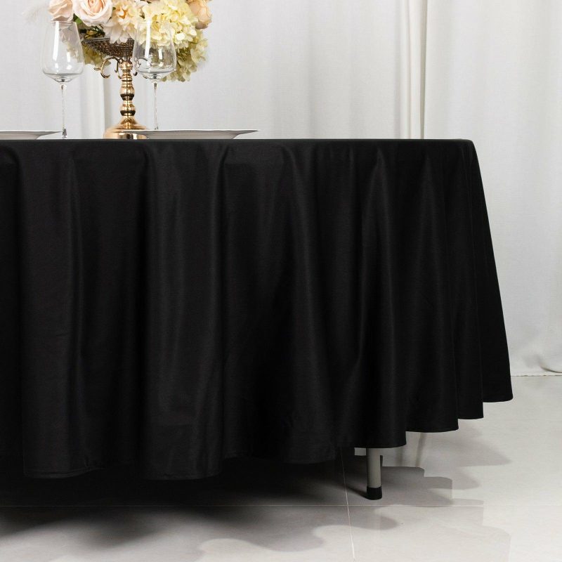 Black Premium Scuba Round Tablecloth, Wrinkle Free Seamless Polyester Tablecloth – 108″  |   Polyester Polyester Black