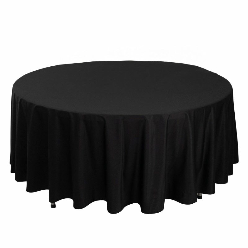 Black Premium Scuba Round Tablecloth, Wrinkle Free Seamless Polyester Tablecloth – 108″  |   Polyester Polyester Black