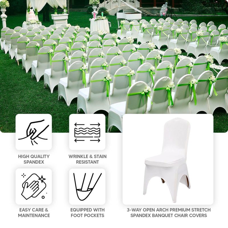 Black Premium Stretch Spandex Banquet Chair Cover, Fitted Wedding Chair Cover with Foot Pockets 160 GSM 3-Way Open Arch  |   Spandex Fitted Banquet Chair Covers Black