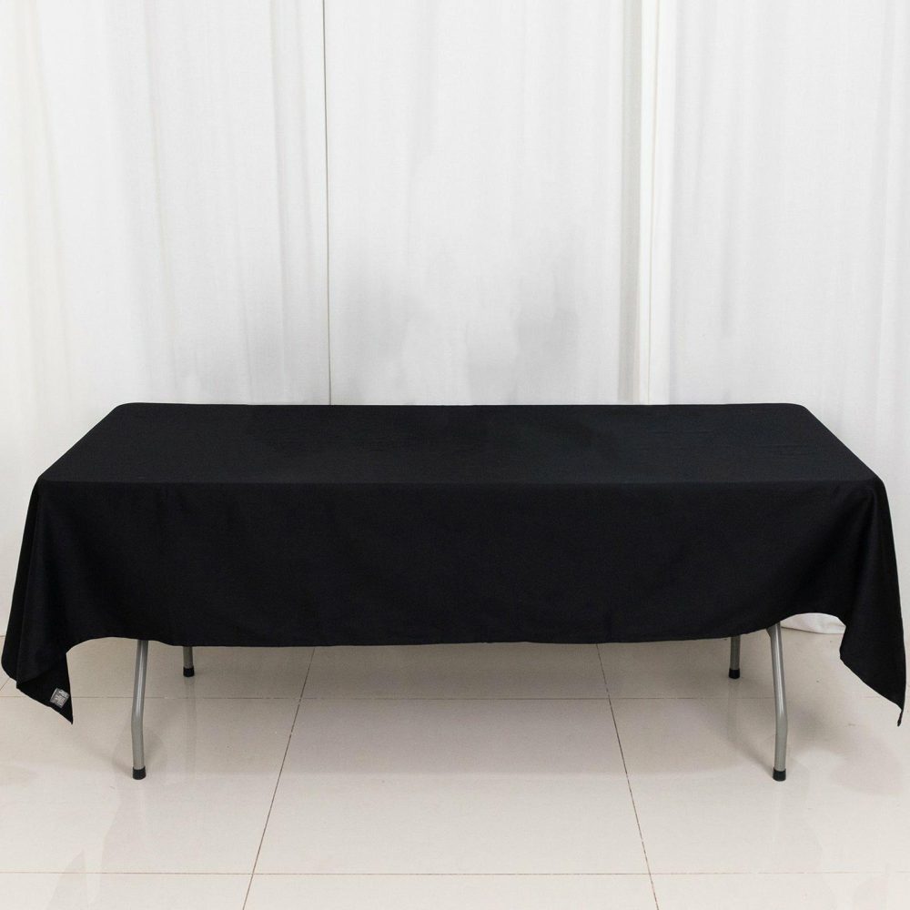 Black Rectangle 100% Cotton Linen Seamless Tablecloth 60″x102″  |   Commercial Grade Linens Commercial Grade Linens Black