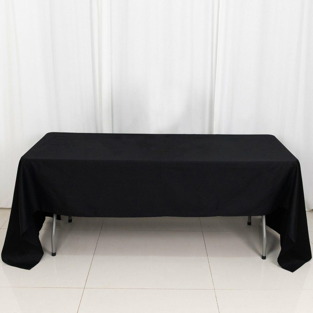 Black Rectangle 100% Cotton Linen Seamless Tablecloth 60″x126″  |   Commercial Grade Linens Commercial Grade Linens Black