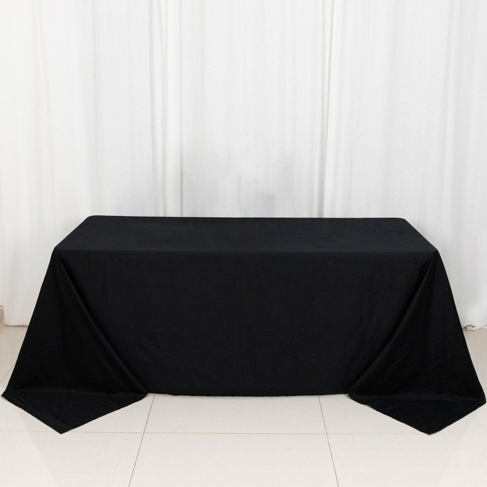 Black Rectangle 100% Cotton Linen Seamless Tablecloth 90″x132″ for 6 Foot Table With Floor-Length Drop  |   Commercial Grade Linens Commercial Grade Linens Black