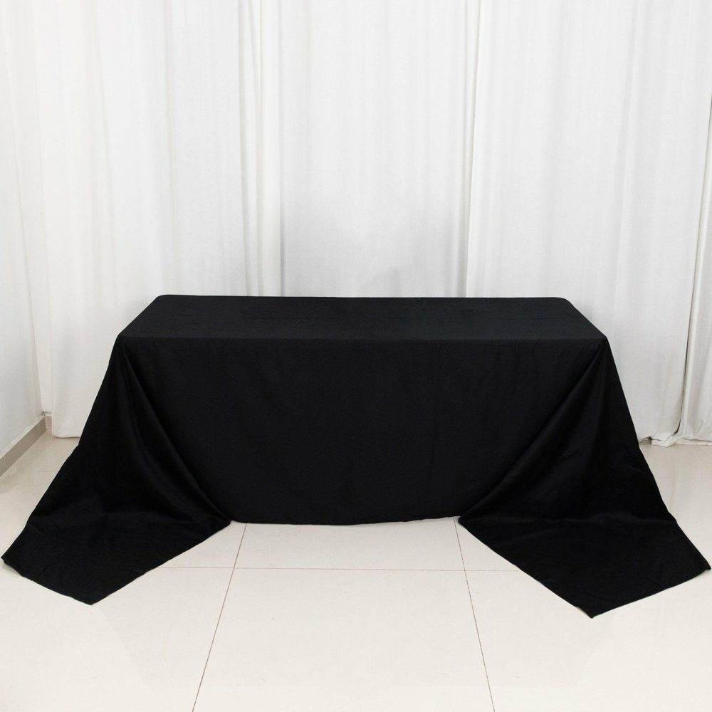 Black Rectangle 100% Cotton Linen Seamless Tablecloth 90″x156″ for 8 Foot Table With Floor-Length Drop  |   Commercial Grade Linens Commercial Grade Linens Black