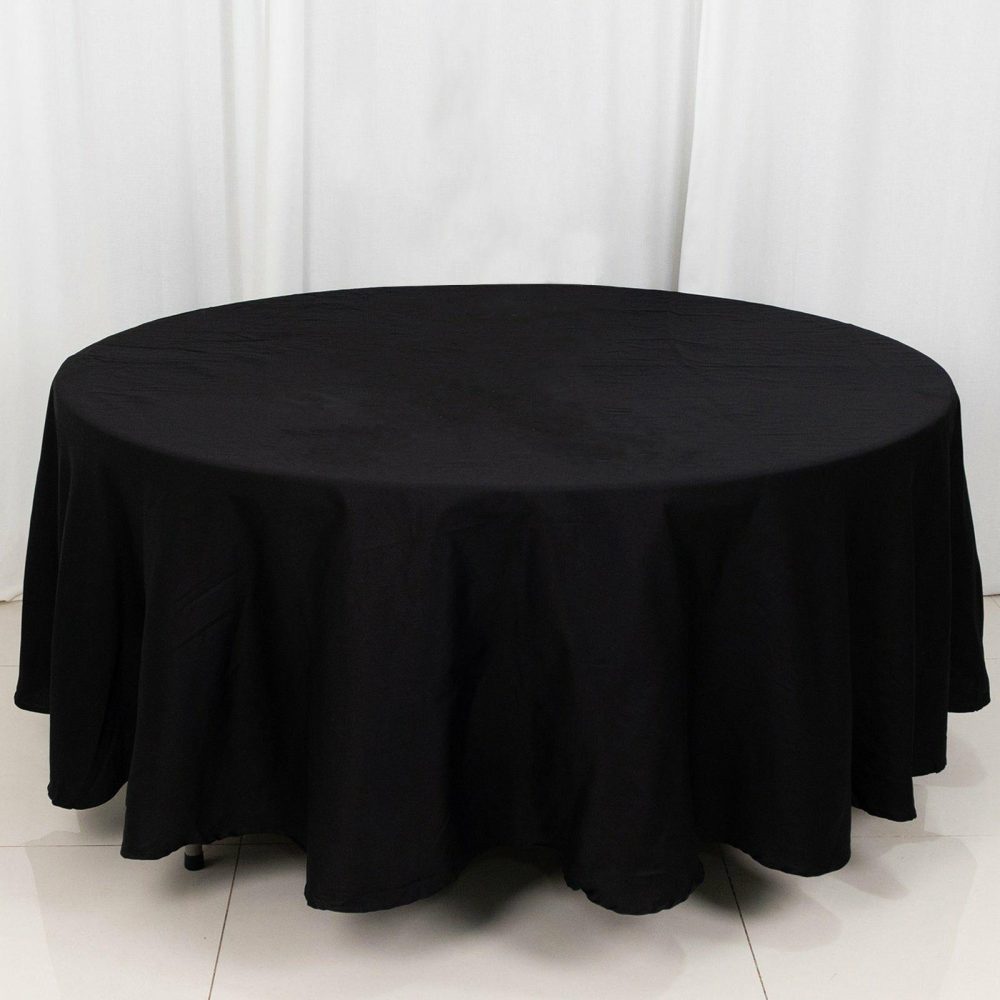 Black Round 100% Cotton Linen Seamless Tablecloth 108″  |   Commercial Grade Linens Tablecloths Black