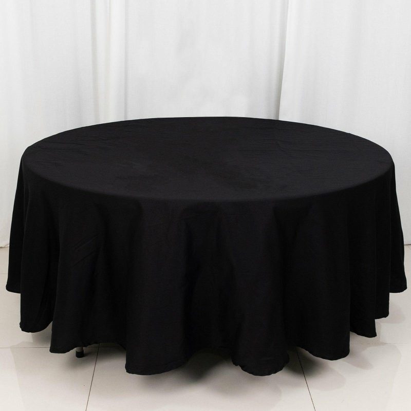 Black Round 100% Cotton Linen Seamless Tablecloth 108″  |   Commercial Grade Linens Tablecloths Black