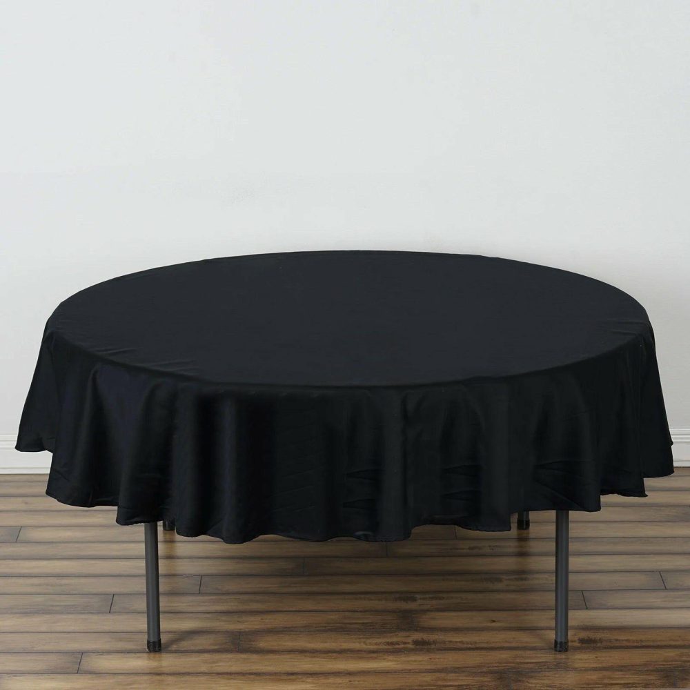 Black Round 100% Cotton Linen Seamless Tablecloth 70″  |   Commercial Grade Linens Commercial Grade Linens Black